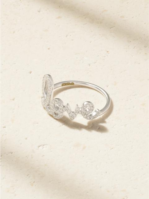 SYDNEY EVAN Love Script 14-karat White Gold Diamond Ring