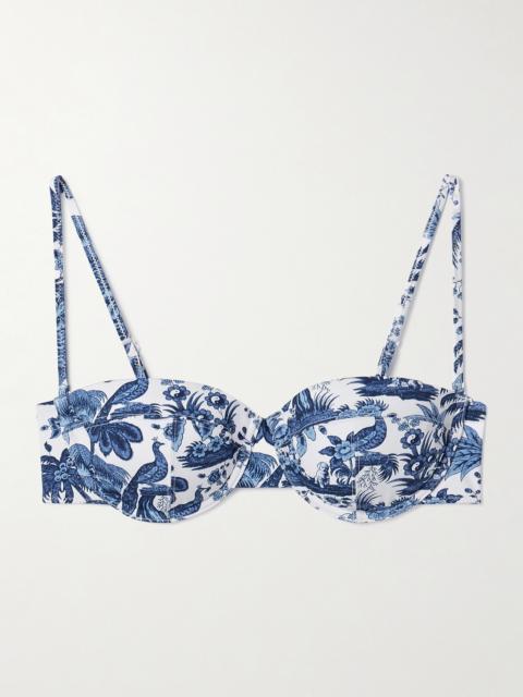 STAUD Jo Printed Recycled Underwired Balconette Bikini Top