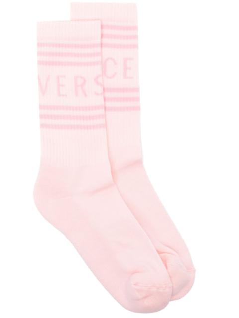 VERSACE 90s Vintage-logo ribbed socks