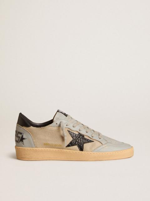 Ball Star LTD in beige mesh with croc-print leather star and nappa inserts