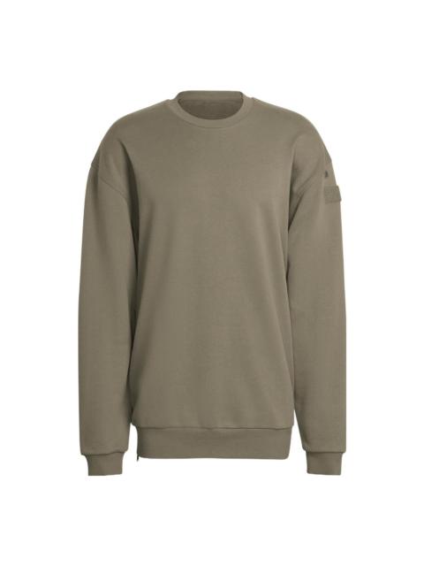 adidas Men's adidas Solid Color Round Neck Loose Pullover Hoodless Gray Brown HG6636