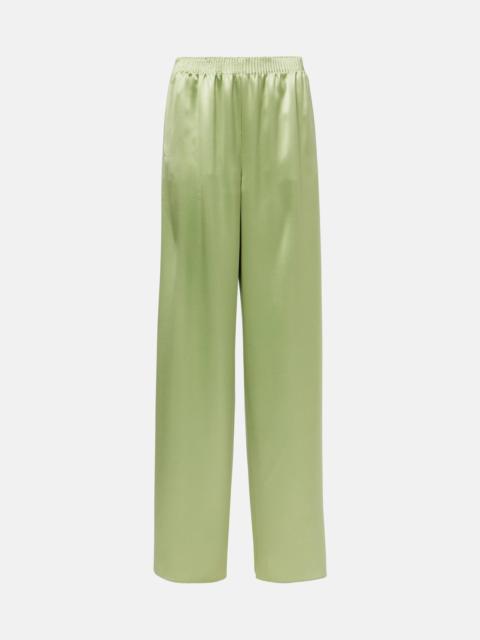 Valentino High-rise silk duchess wide-leg pants