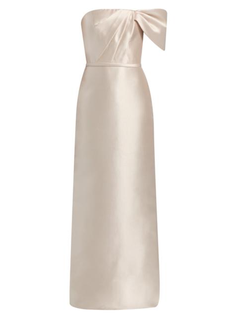 AMSALE Women's Satin One-Shoulder Column Gown - Champagne