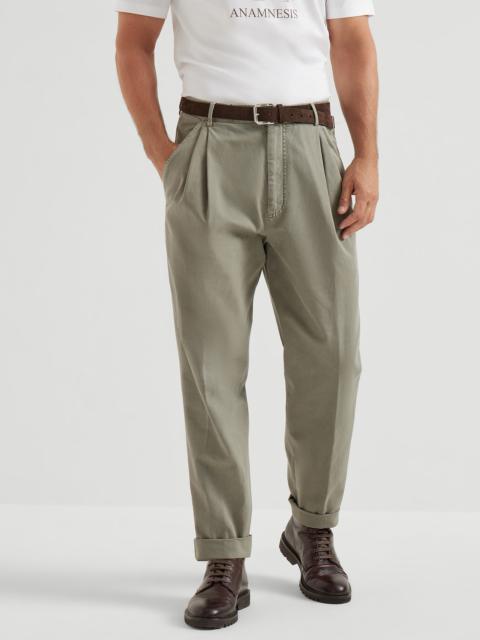 Brunello Cucinelli Twisted cotton gabardine trousers with double pleats