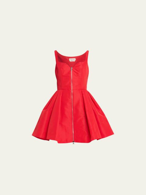 Zip-Front Polyfaille Mini Dress