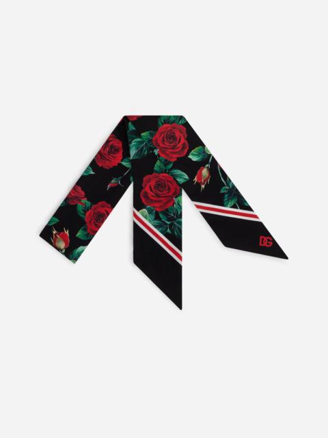 Dolce & Gabbana Rose-print silk scarf