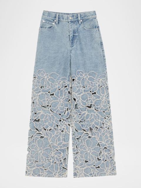 Betty Floral Embroidered Straight-Leg Jeans