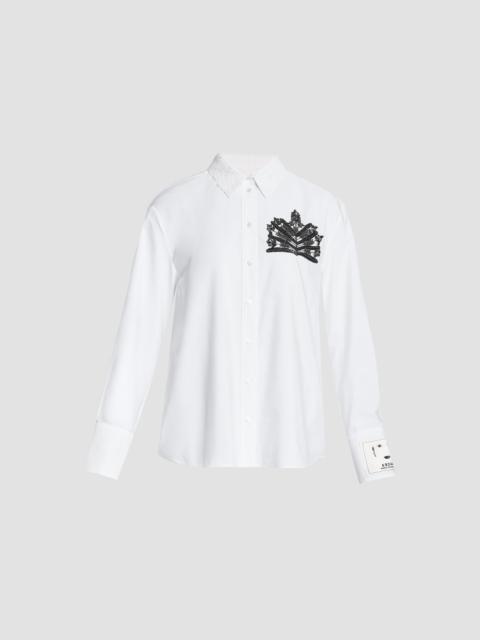Erdem EMBELLISHED COTTON POPLIN LONG SLEEVE SHIRT