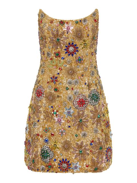 RACHEL GILBERT Francesca Strapless Star Tulle Mini Dress gold