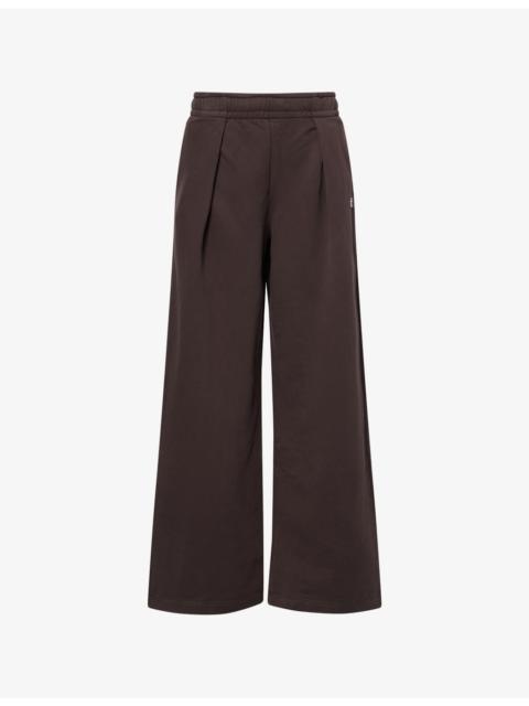 LACOSTE Wide-Leg Fleece Cotton-Jersey Jogging Bottoms