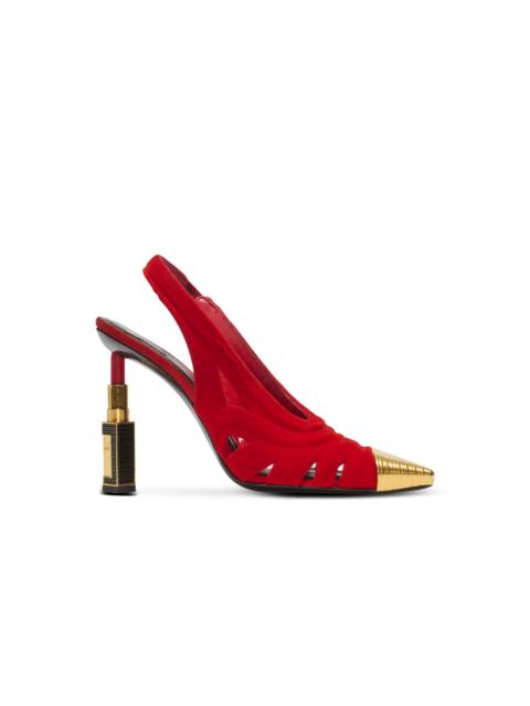 Balmain Lipstick pumps in suede leather and brass