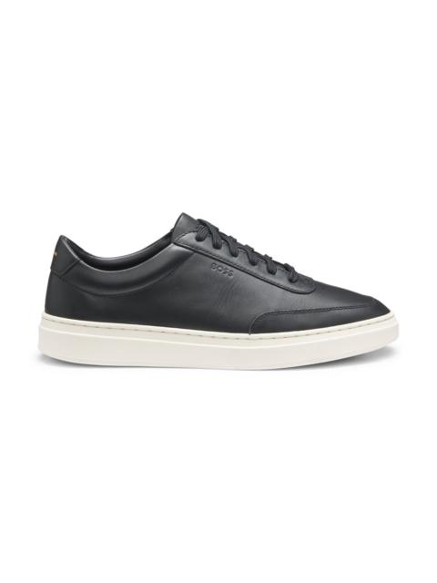 BOSS LEATHER TRAINERS WITH CONTRAST RUBBER OUTSOLE