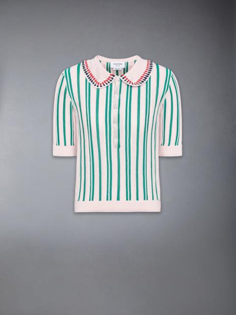 Thom Browne CROCHET STITCH RWB STRIPE POLO