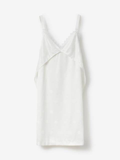 Burberry Lace Trim Polka Dot Satin Slip Dress
