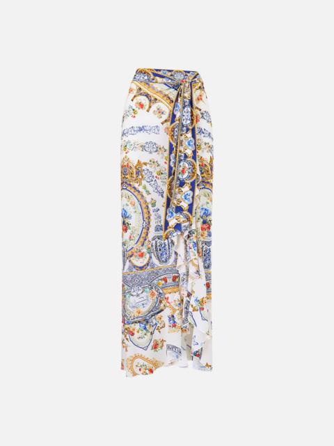 CAMILLA LONG SARONG WITH TIE WAIST AND FRILL EDGE