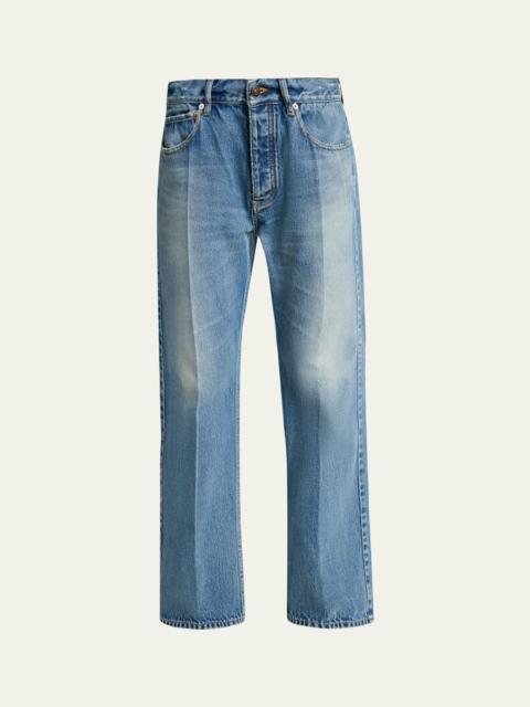 BALENCIAGA Mid-Rise Faded Denim Straight-Leg Jeans
