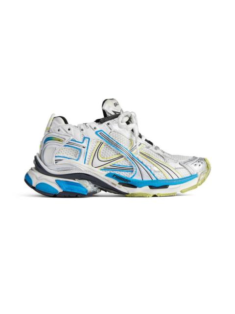 Men's Runner Sneaker  in White/yellow/blue