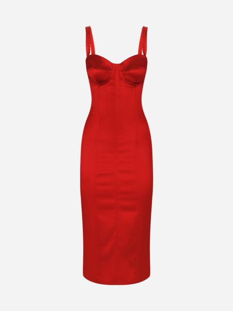 Dolce & Gabbana Satin calf-length dress with corset bustier