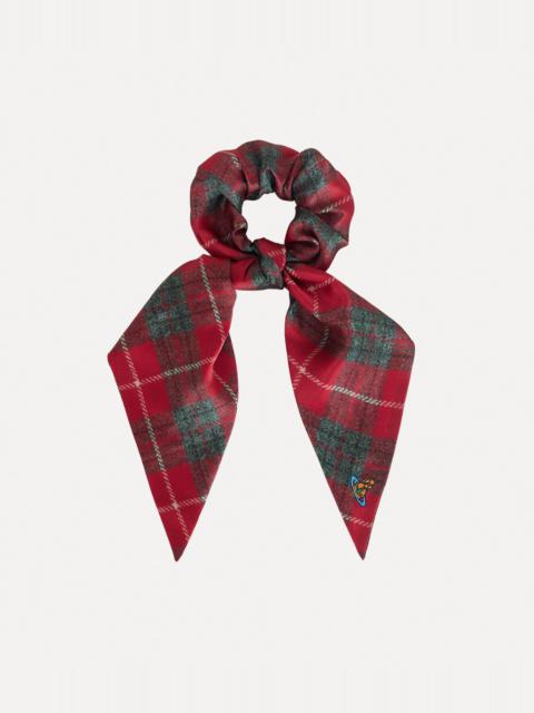 Vivienne Westwood Tartan orb-embroidered silk scrunchie
