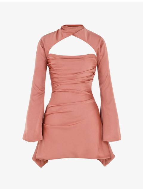 House of CB Toira long-sleeved corseted satin mini dress