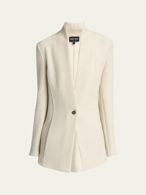 GIORGIO ARMANI Single-Breasted Tweed Blazer Jacket