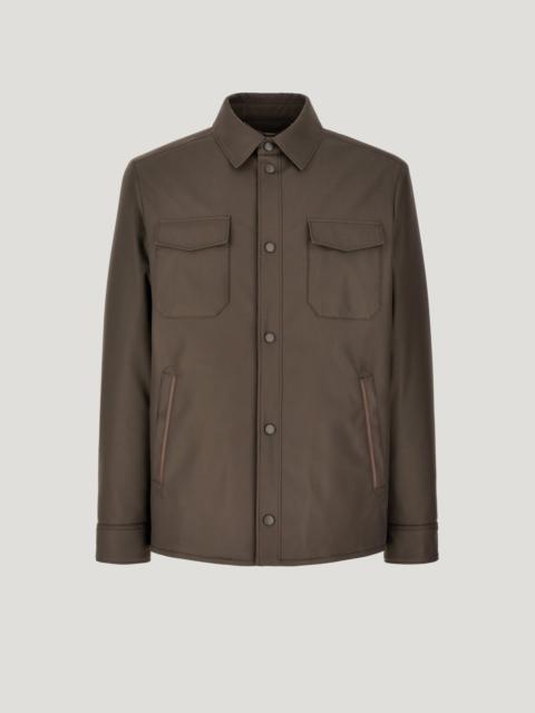 TECHNICAL FABRIC OVERSHIRT IN MEDIUM BROWN