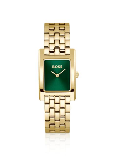 BOSS GOLD-TONE WATCH WITH GREEN DIAL
