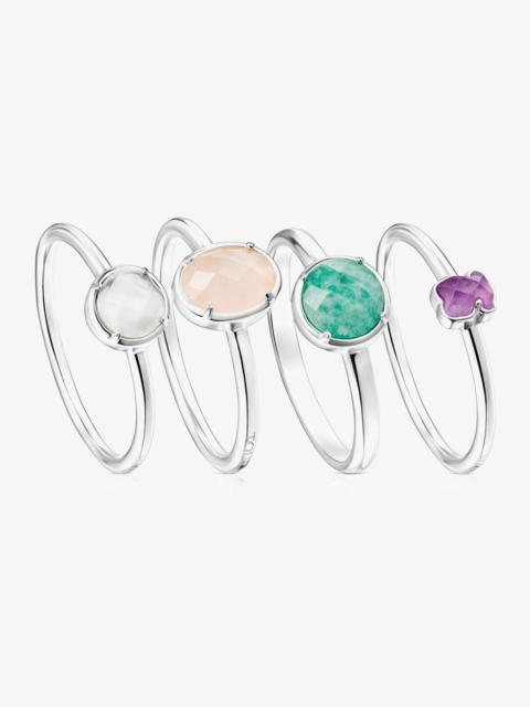TOUS Pack of four Silver and Gemstones TOUS Cool Color Rings