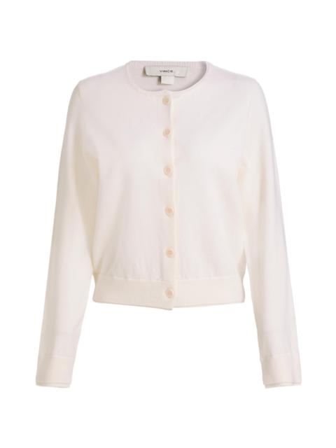Vince Women's Scallop Trim Wool-Cashmere Cardigan - Off White