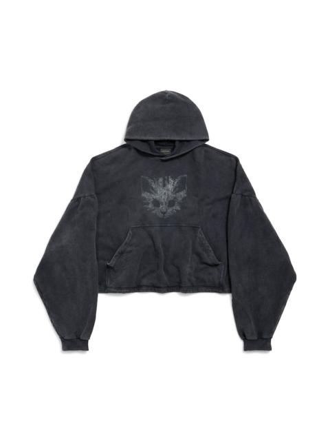 BALENCIAGA Women's Kittycat Cropped Hoodie in Faded Black/white