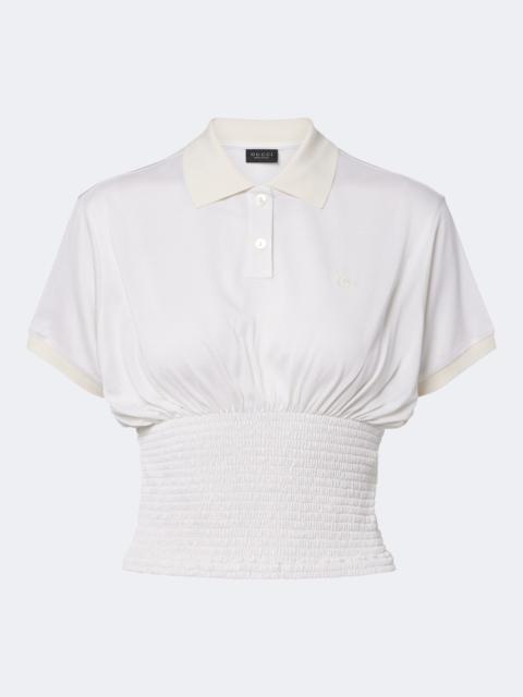 GUCCI Double G shirred silk top