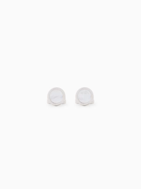 GIORGIO ARMANI MOTHER-OF-PEARL AND STERLING SILVER CUFFLINKS
