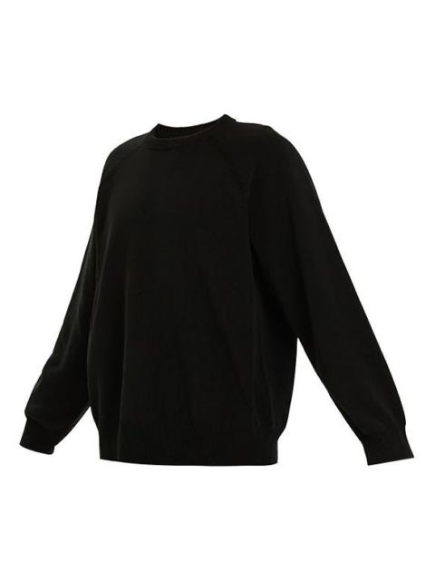 Men's Y-3 SS21 Loose Round Neck Long Sleeves Pullover Black GV4214