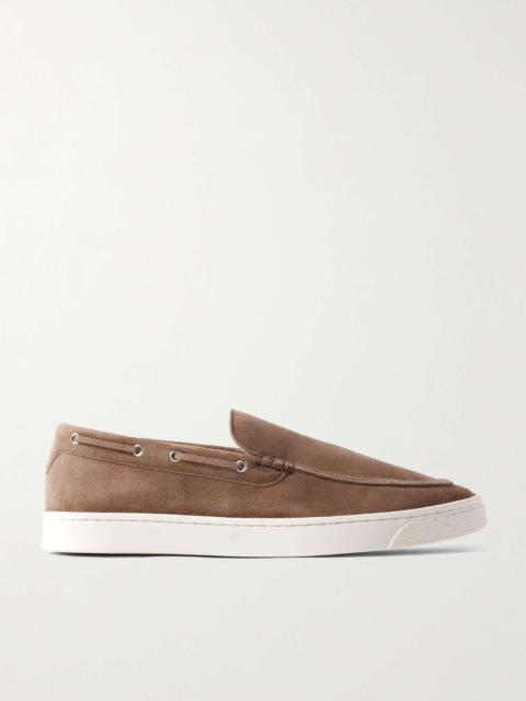 Logo-Print Suede Loafers