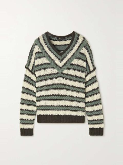 Loro Piana Cable-knit cotton-trimmed cashmere sweater