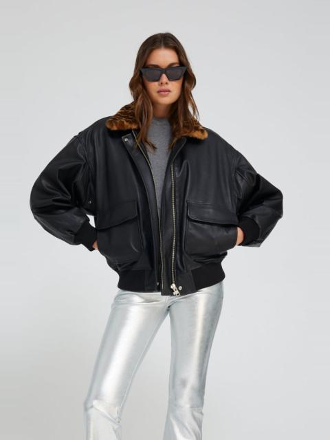 BLACK LEATHER VINTAGE AVIATOR JACKET