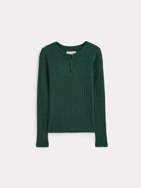 EVERLANE POINTELLE RIB HENLEY - BLACK