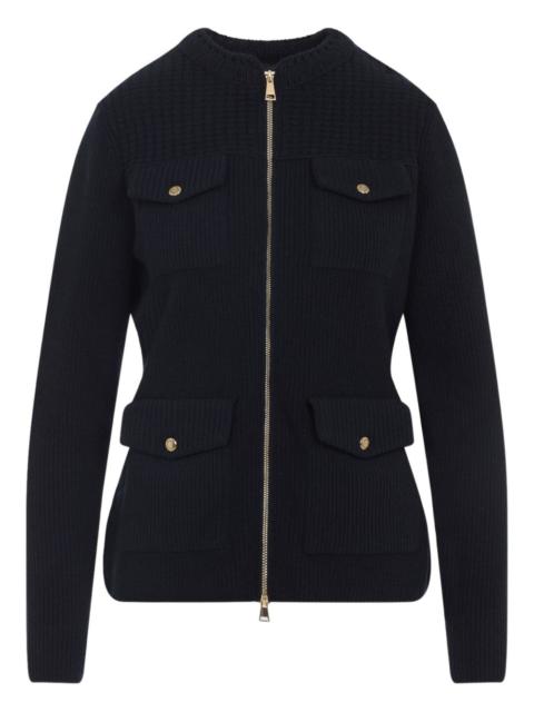 Moncler ribbed zip-front fitted jacket