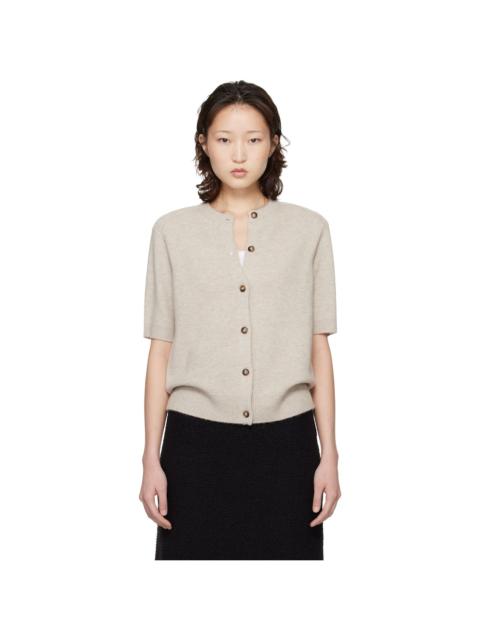 Beige Jodi Short-Sleeve Cashmere Cardigan