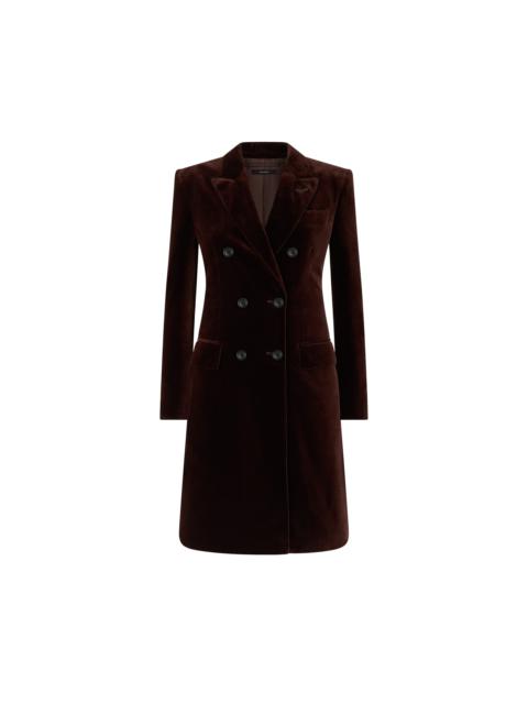 TOM FORD COTTON VELVET DOUBLE BREASTED TAILORED COAT