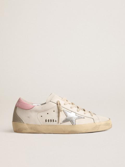 Golden Goose Super-Star LTD with silver leather star and pink heel tab