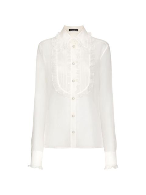 ruffled sheer cotton blouse