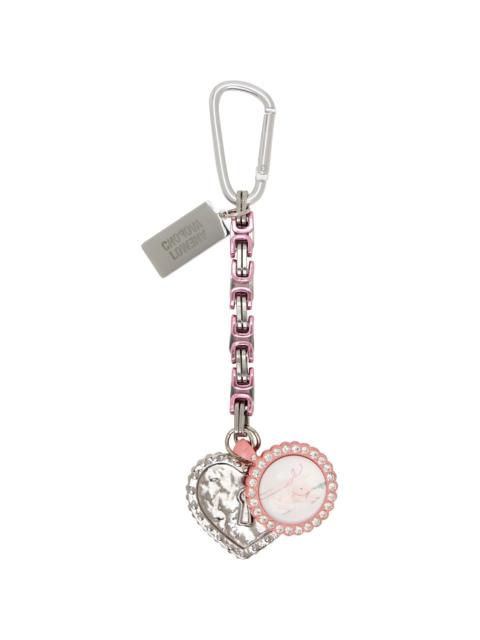 Chopova Lowena Silver & Pink Piggy Sweatheart Keychain