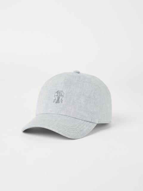 Brunello Cucinelli Linen sparkling canvas baseball hat with embroidered logo