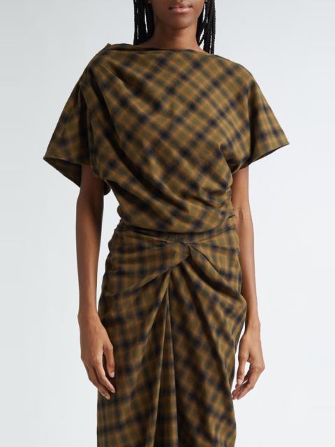 Isabel Marant Étoile Tilda Plaid Cotton Top in Khaki/Khaki at Nordstrom