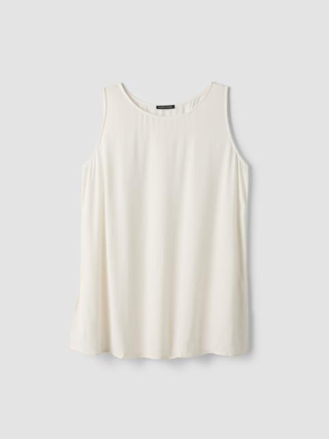 EILEEN FISHER Silk Georgette Crepe Ballet Neck Long Tank