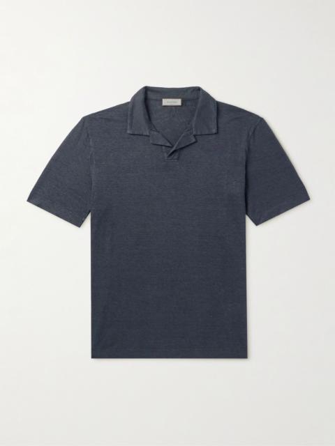 Canali Linen Polo Shirt Navy