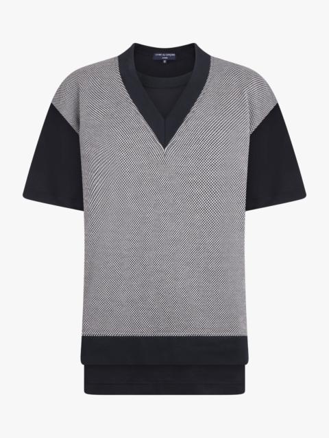 LAYERED T-SHIRT/PRINT KNIT S/S T-SHIRT | BLACK/WHITE