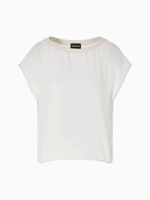 GIORGIO ARMANI ASV triple silk-georgette short-sleeved blouse