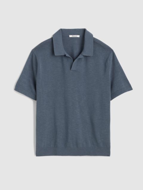 Madewell Johnny-Collar Sweater Polo in Slub Knit Cotton